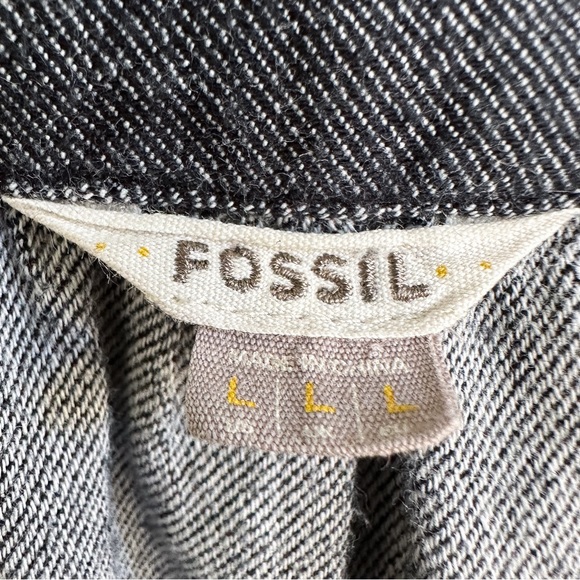 Fossil•Vintage•Gray/Blue Denim•Embellished Mini Shift Dress with Pockets - Picture 6 of 9